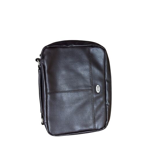 Christian Art Gifts Brown Faux Leather Bible Cover Case Double Zip 2006 Large - Picture 1 of 11